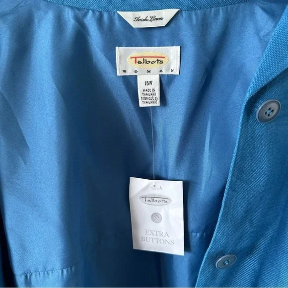 Talbots NWT Vintage Deadstock Blazer Jacket 100% Irish Linen Blue Lined 16W - Picture 9 of 12